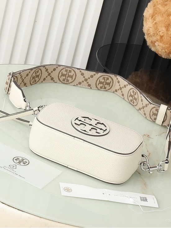 Tory Burch Handbags - Tory Burch Cream Leather Crossbody Camera Bag with Logo Cutout